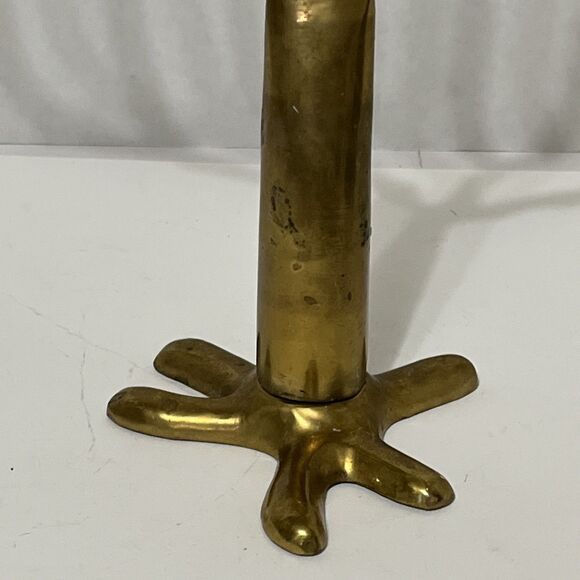 Vintage Solid Brass MCM Brutalist Style Tree Of Life Menora Judaica 10” Patina - Picture 12 of 12